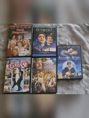 5 DVD'S. Grease, Aug rush, Oct sky, Steel Magnolias, sword Of The Valiant LOT